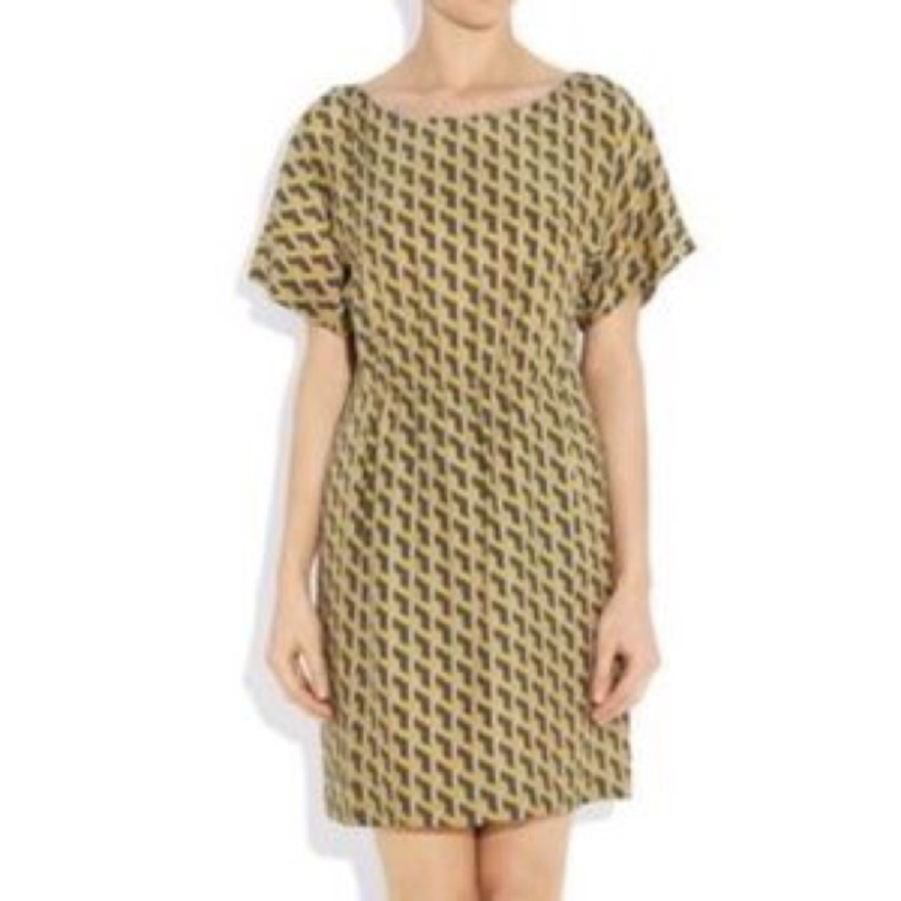 Rag Bone Dalmency Printed Short Sleeves Silk Dress